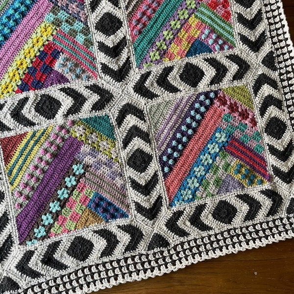 COLOR RIOT BLANKET patterns/crochet baby blanket/crochet blanket/crochet granny square/easy crochet pattern/easy blanket pattern/art blanket