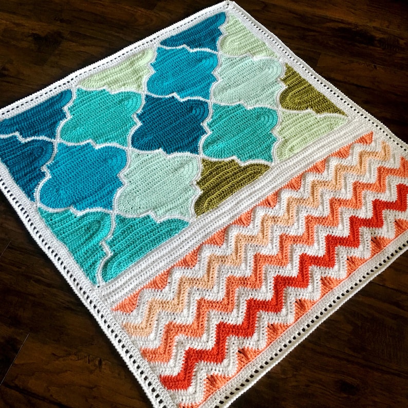 CROCHET BABY BLANKET/crochet blanket pattern/popular crochet pattern/baby blanket pattern/easy crochet/housewarming gift/trellis chevron image 1