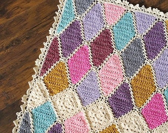 MOTIF CROCHET/motif couverture bébé/motif couverture au crochet/motif carré grand-mère/cadeau baby shower/crochet afghan/moderne shabby chic