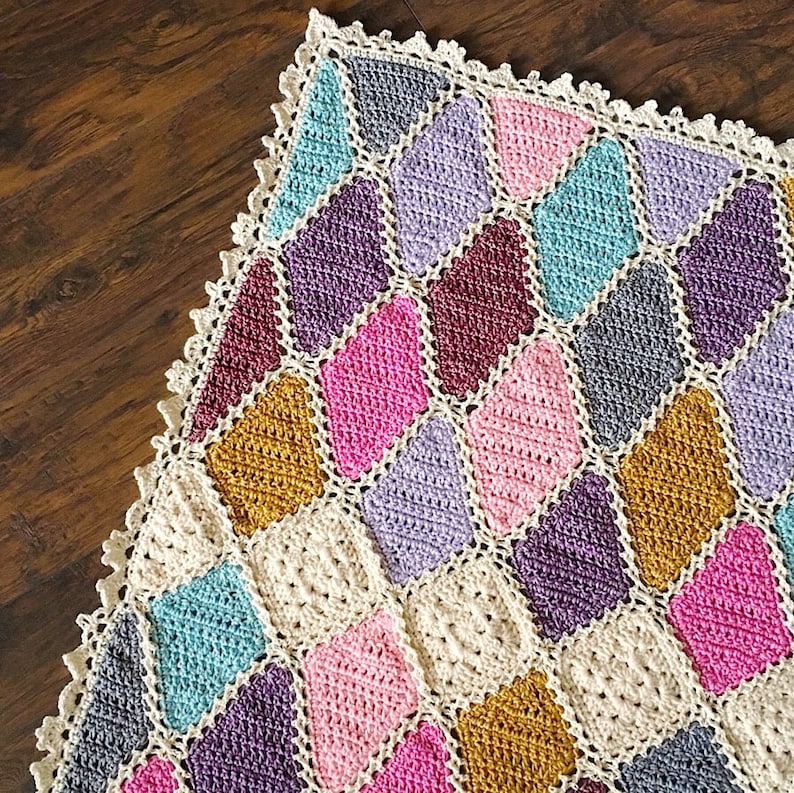 CROCHET PATTERN/baby blanket pattern/Crochet blanket Pattern/granny square pattern/baby shower gift/crochet afghan/modern shabby chic image 1