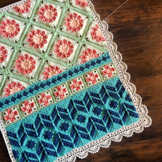BABY BLANKET PATTERN/crochet baby blanket/crochet pattern/easy crochet pattern/crochet flower/baby blanket pattern/best popular crochet gift