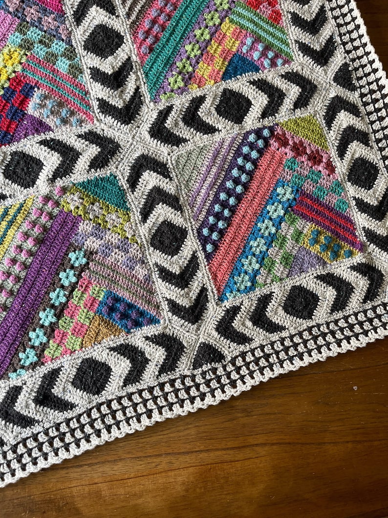 COLOR RIOT BLANKET patterns/crochet baby blanket/crochet blanket/crochet granny square/easy crochet pattern/easy blanket pattern/art blanket image 6