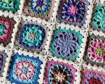 Gumdrop Garden Blanket Crochet PATTERN, Zen Motif Crochet Tutorial, Geometric motif Crochet Afghan Template