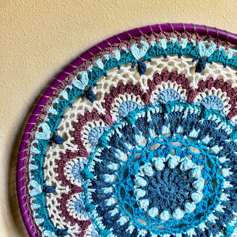 CROCHET NAMASTE HULA Hoop Mandala /Crochet wall decor Pattern/mandala hula hoop/crochet rug pattern/crochet pattern/hula hoop crochet image 3