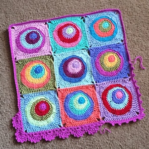 CROCHET PATTERN BLANKET/Offset Circles Blanket/crochet blanket pattern/modern crochet pattern/crochet afghan pattern/geometric crochet gift image 3