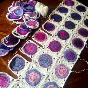 MANTA DE GOMA DE MASCAR ACTUALIZADA con patrón de crochet de unión continua a medida que avanza, manta para baby shower de recién nacido/tutorial fácil de motivo de círculo a cuadrado para regalo