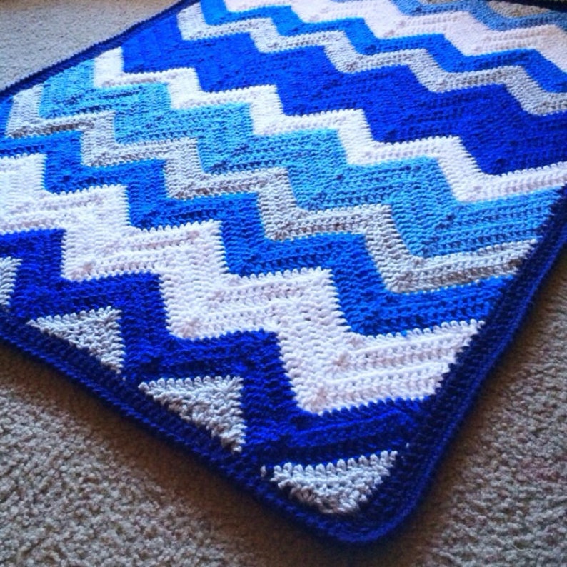 CHEVRON CROCHET BLANKET pattern/ripple blanket/ripple crochet blanket/crochet pattern blanket/Solid Chevron Blanket modern traditional gift image 1