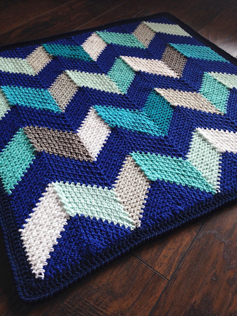 CHEVRON BLANKET CROCHET/Baby blanket pattern/popular crochet baby/geometric crochet blanket/geometric blanket, unique fun modern linen image 7