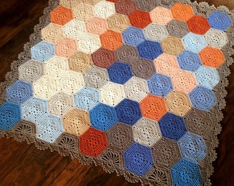 GEOMETRIC CROCHET PATTERN/popular crochet/baby blanket pattern/hexagon crochet pattern/hexagon motif/easy crochet pattern/crochet afghan