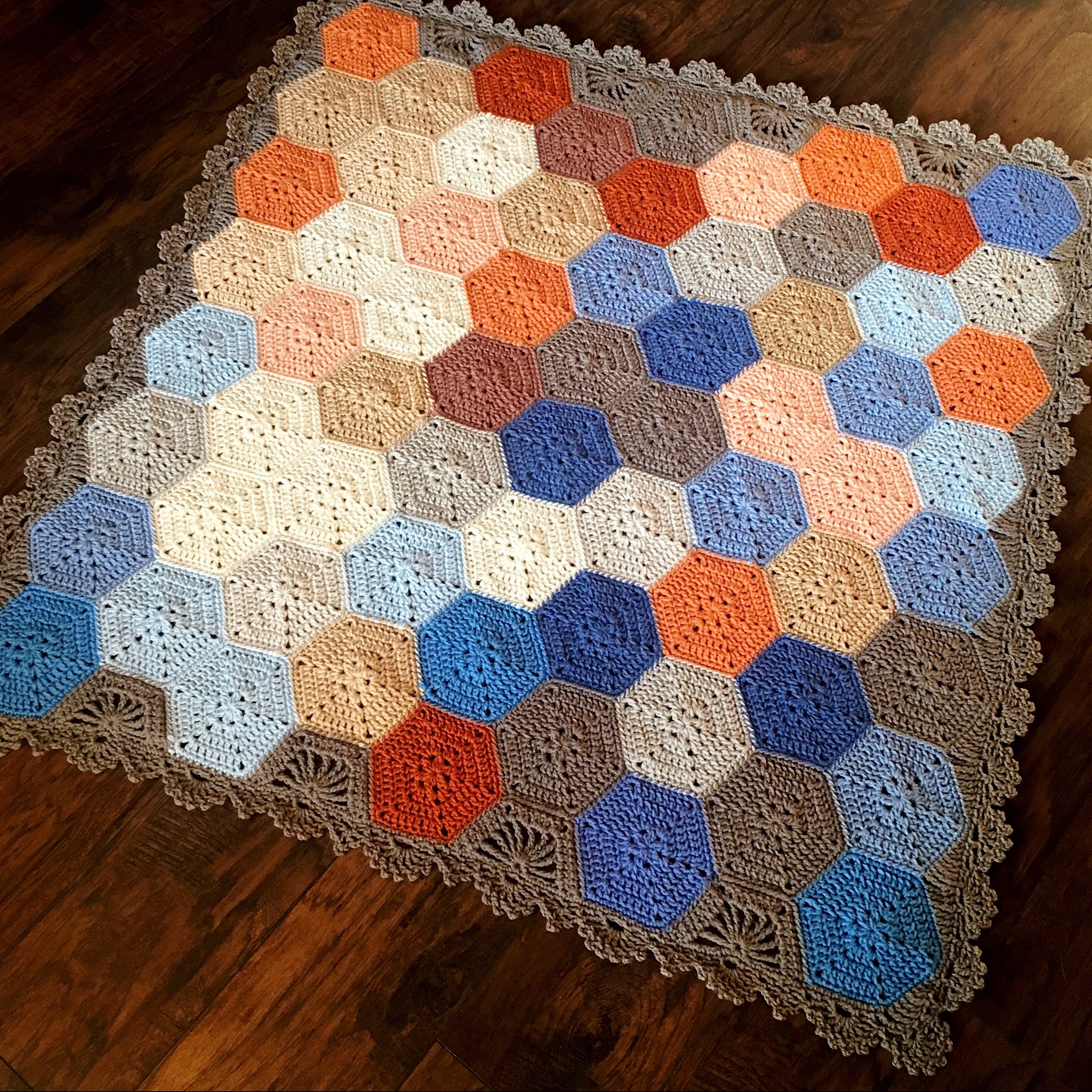 Geometric Crochet PATTERN Hexagon Motif Easy Blanket Etsy Canada