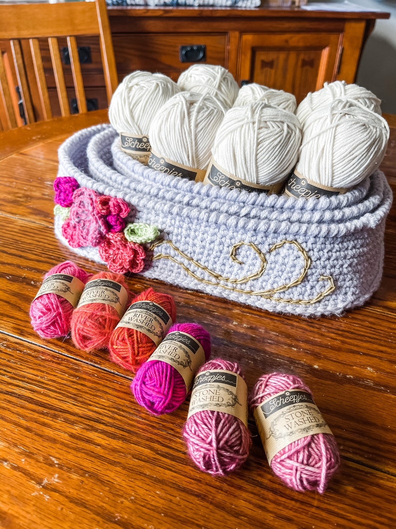 CROCHET NESTING BASKETS patterns/crochet baskets/wedding gift/housewarming/crochet decor/easy crochet pattern image 1