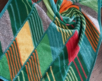 Playful Diamonds CROCHET BLANKET PATTERN/crochet baby blanket/easy crochet pattern/Modern Patchwork Blanket/baby blanket/baby shower gift