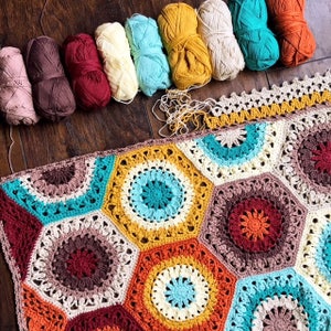 SOUTHWESTERN CROCHET PATTERN/baby blanket pattern/easy crochet pattern/crochet afghan/hexagon modern crochet/motif circle unique rustic zen