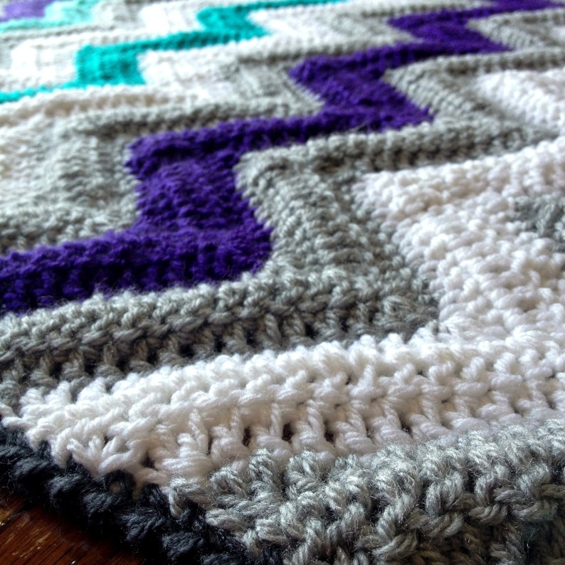 CHEVRON CROCHET BLANKET pattern/ripple blanket/ripple crochet blanket/crochet pattern blanket/Solid Chevron Blanket modern traditional gift image 5