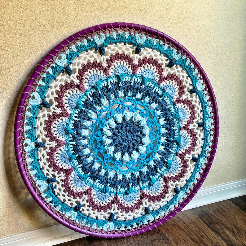 CROCHET NAMASTE HULA Hoop Mandala /Crochet wall decor Pattern/mandala hula hoop/crochet rug pattern/crochet pattern/hula hoop crochet image 2