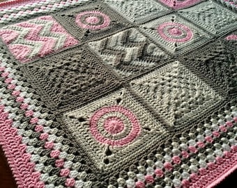 Modern Patchwork Crochet PATTERN, Crochet Blanket Pattern Guide, Easy Crochet Tutorials, Crochet Afghan Pattern, Baby Blanket Templates