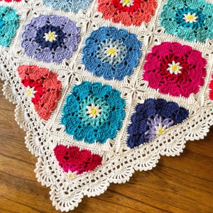 Hearts in Bloom Blanket Crochet PATTERN, Zen Motif Crochet Tutorial, Geometric Hexagon Crochet Afghan Template