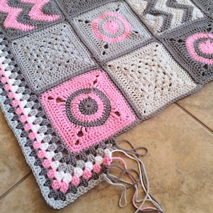 MODERN PATCHWORK CROCHET blanket pattern/crochet baby blanket/easy crochet pattern/Modern Patchwork Blanket/baby blanket/baby shower gift image 8