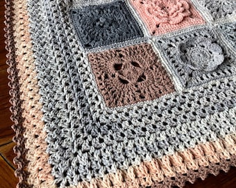 CROCHET BLANKET patterns/crochet baby blanket/wedding gift/crochet blanket/crochet granny square/easy crochet pattern/easy blanket pattern