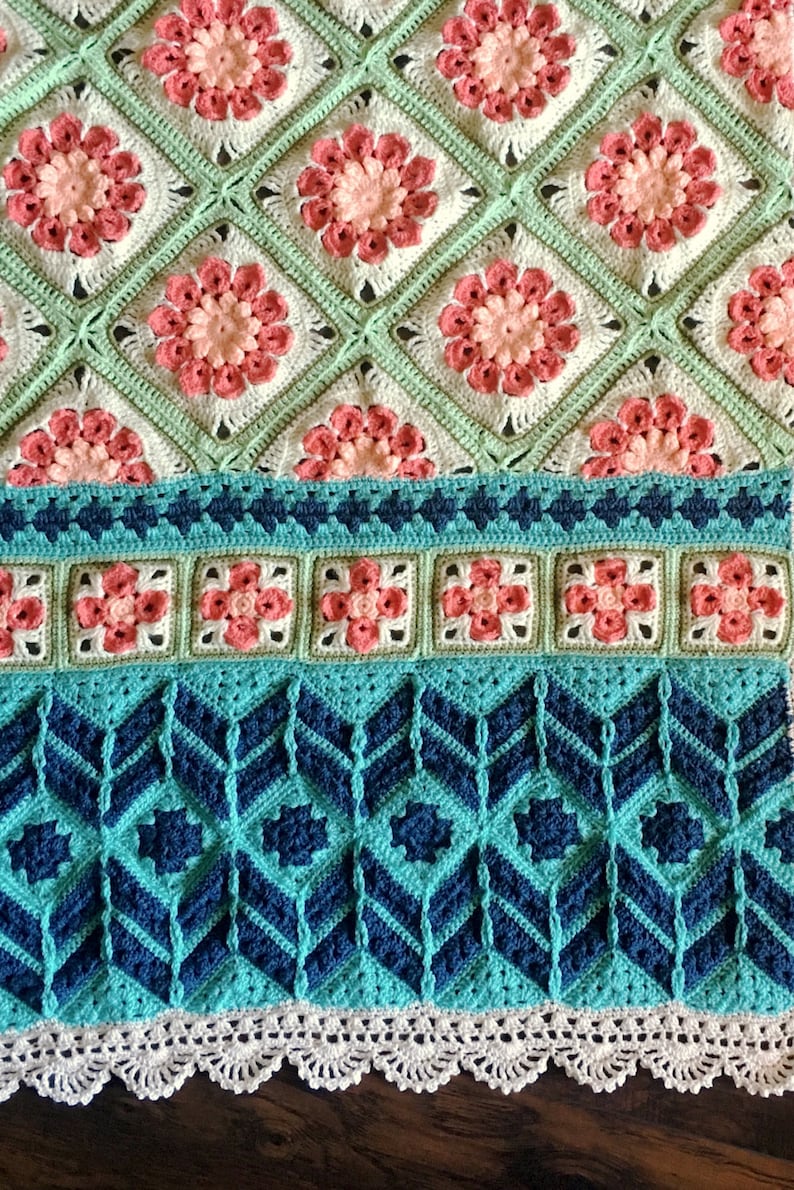 BABY BLANKET PATTERN/crochet baby blanket/crochet pattern/easy crochet pattern/crochet flower/baby blanket pattern/best popular crochet gift image 3