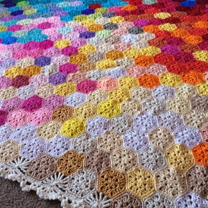 Geometric Crochet PATTERN, Hexagon Motif Easy Blanket Tutorial, Popular Crochet Baby Blanket Pattern, Crochet Template, Crochet Afghan Guide image 9