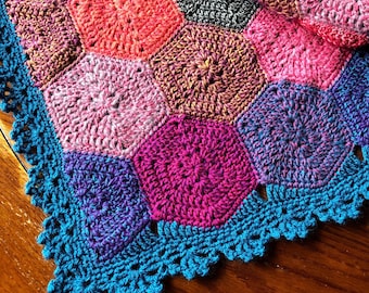 GEOMETRIC CROCHET PATTERN/popular crochet/baby blanket pattern/hexagon crochet pattern/hexagon motif/easy crochet pattern/crochet afghan