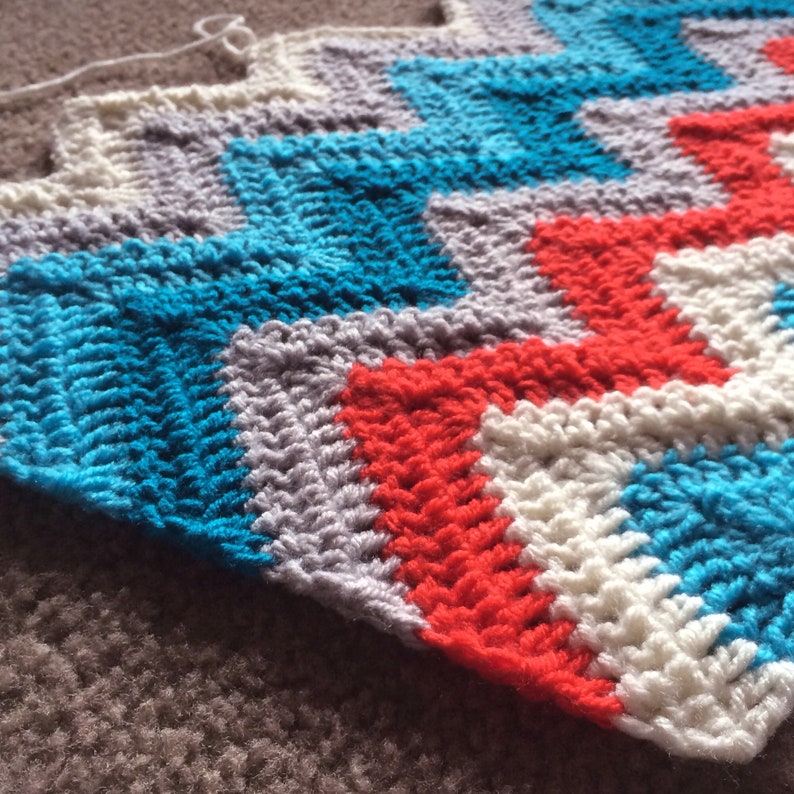 CHEVRON CROCHET BLANKET pattern/ripple blanket/ripple crochet blanket/crochet pattern blanket/Solid Chevron Blanket modern traditional gift image 8