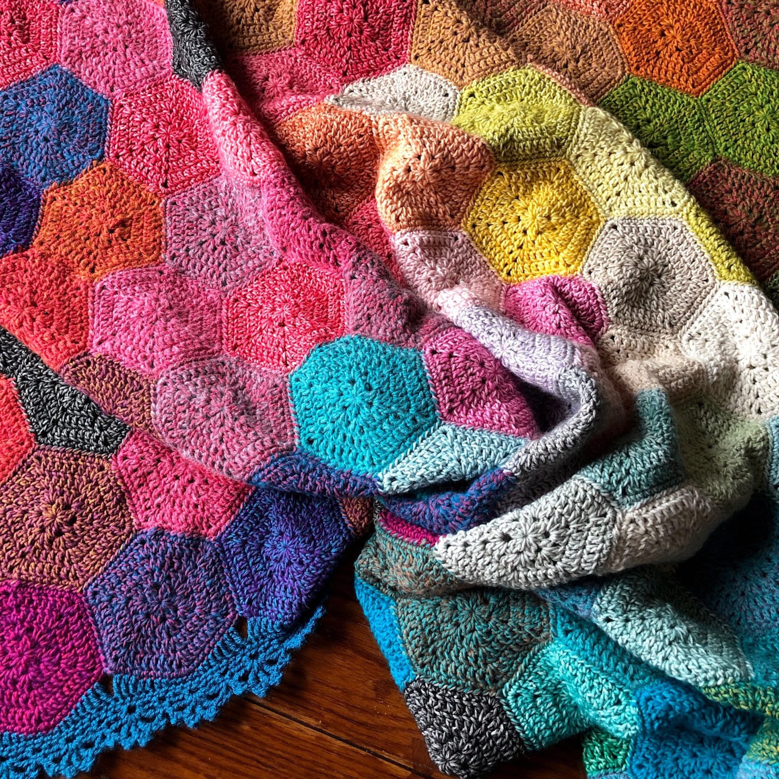 Geometric Crochet PATTERN Hexagon Motif Easy Blanket Etsy