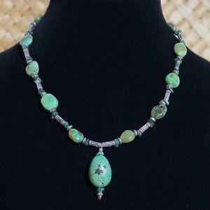 Turquoise & Aventurine  with Sterling Silver Necklace