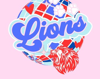 Lions Disco Ball School Spirit Svg Digital Download