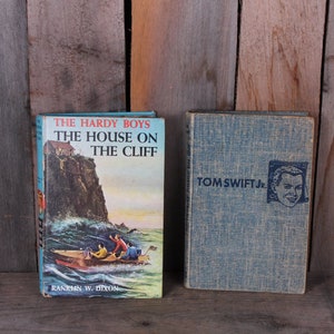 Vintage Set of Boys Adventure Books Hardy Boys The House on the Cliff and Tom Swift