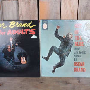 Vintage Pair Oscar Brand Comedian Comedic Record Album LPs Mid Century Comedy