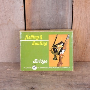Vintage 1970s Platnik Bridge Playing Cards: Hunting & Fishing in Original Box