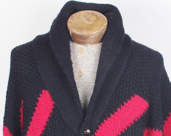 1990s Era Men's Sweater Coat James River Traders Wool Cardigan Size L