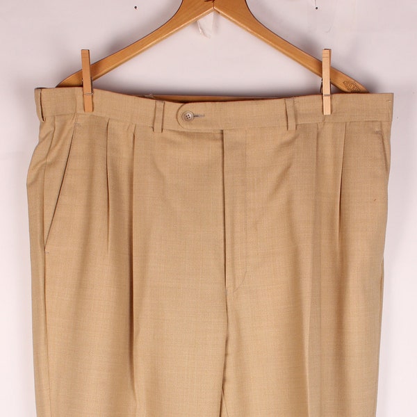 1980's Era Mustard Men's Dress Pants Renato Brand Pleat Front Cuffed Size 36 x 27 Made in Italy