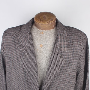 Vintage 1980&#39;s Women&#39;s Joanna Brand Brown Black Checked Blazer with Shoulder Pads Size L