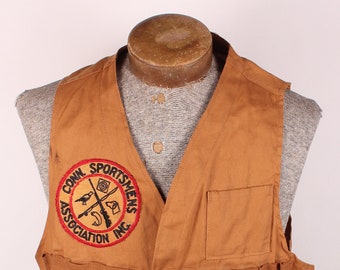 Medium Vintage 40s Blue Bill Red Head Canvas Hunting Vest Shotgun