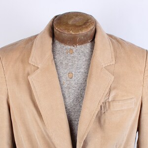1980&#39;s Era Classic Fashions Brand Tan Khaki Corduroy Women&#39;s Sport Coat Blazer Leather Buttons Size M