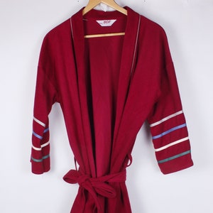 1980&#39;s Robe Makers Brand Men&#39;s Red Velvet Blue Stripes on Arms BDF Brand One Size Fits Most