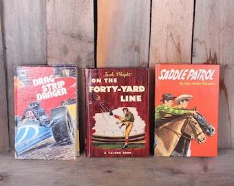 Vintage Lot Boy Adventure Football Drag Strip Cowboy Pulp Hardback Book Lot