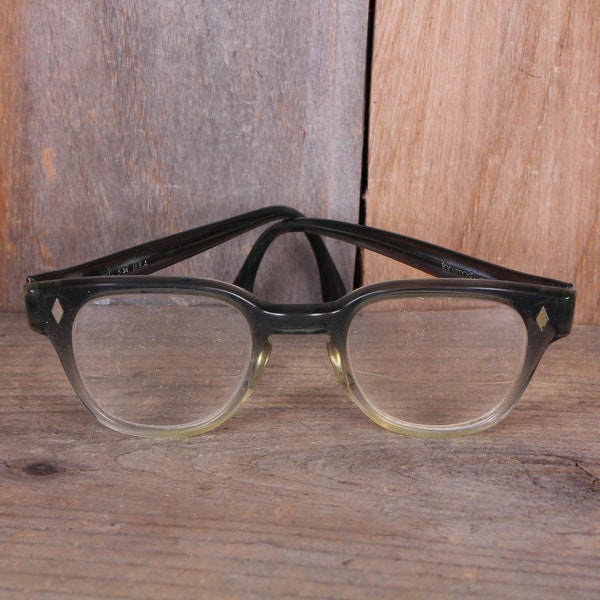 1960's Mid Century Dark Grey Men's Horn Rim Eyeglasses Preppy Glasses Foremost Brand