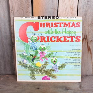 1960&#39;s Christmas with the Happy Crickets Vintage Surf Children&#39;s Vinyl LP Record Holiday