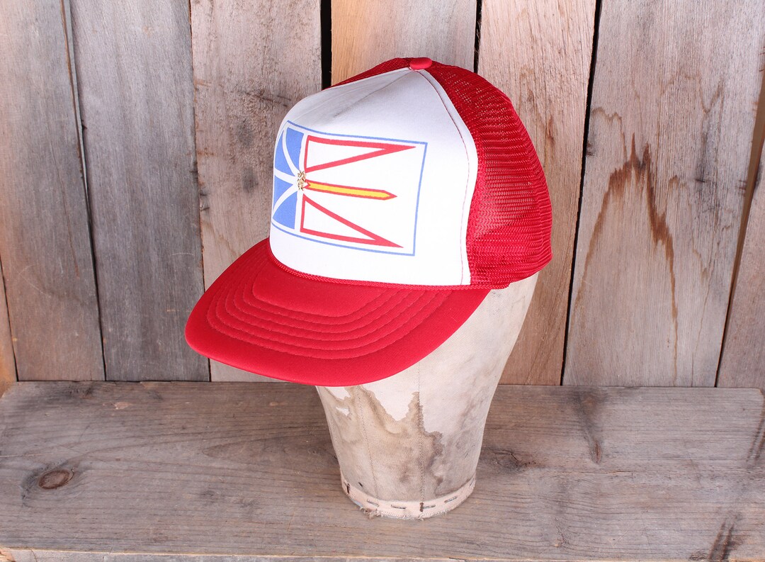 1980's Era Red Geometric Design Snapback With Pin Trucker Baseball Cap ...
