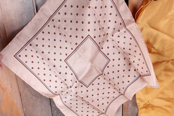 Pair Men's Handkerchief Pocket Squares Gold Silk … - image 2