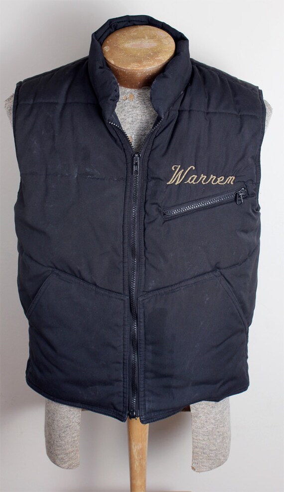 1970s Era GAP Brand Mens Black Embroidered Vest Na