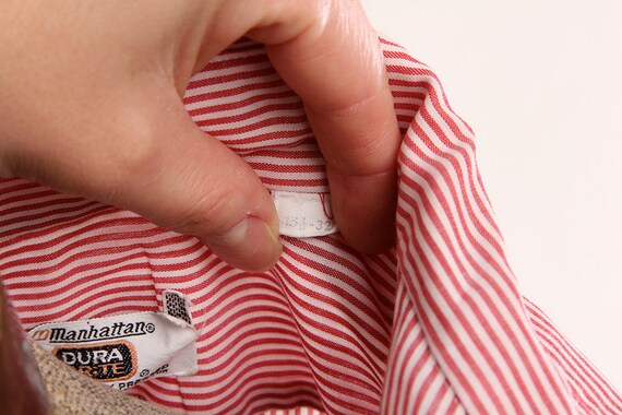 1980s Mens Red Striped Manhattan Dura Brite Long … - image 3