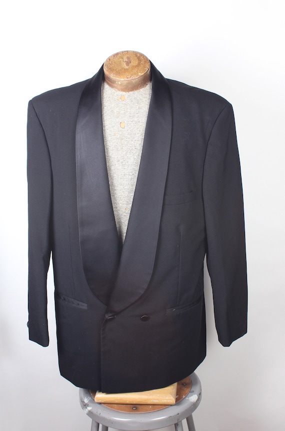 Vintage Pierre Cardin Brand Men s Black Velvet Satin Formal Dinner Jacket Tuxedo Coat Double Breasted Size 44L Etsy
