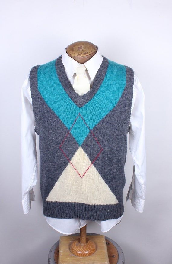 1980's Era Argyle Acrylic Men's Vest The Sundays B