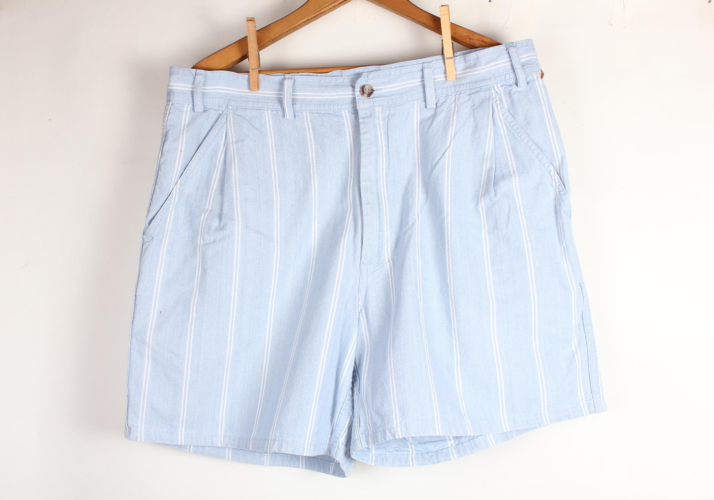 80s Blue and White Striped Shorts - Etsy