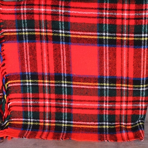 Vintage Mid Century Red White and Blue Fringed Picnic Blanket Great Condition Preppy Style